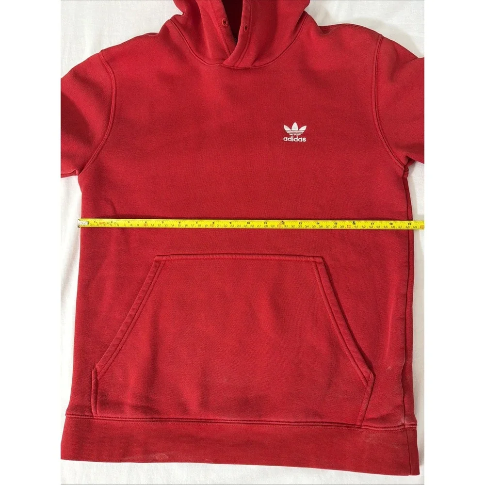 Adidas Originals Hoodie Sweatshirt Mens Small Red Trefoil‎ Logo Fleece Pullover